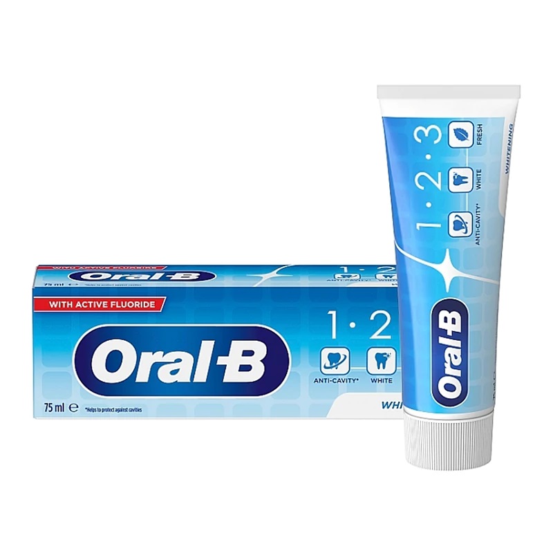 خمیر دندان اورال بی ORAL-B سری 1-2-3 مدل WHITENING حجم 75 میلی لیتر خمیر دندان اورال بی ORAL-B سری 1-2-3 مدل WHITENING حجم 75 میلی لیتر - Image 1
